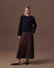 acı kahve cepli kloş etek