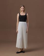 beyaz double plisoley etek