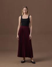 bordo double plisoley etek