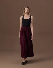 bordo double plisoley etek 3