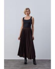 acı kahve double plisoley etek