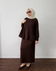 acı kahve triko kalem etekli takım