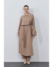 bej mevsimlik krep trenç 2