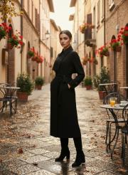 siyah mevsimlik krep trenç 8