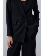 siyah bol formlu blazer takım 3