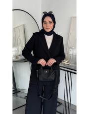 siyah bol formlu blazer takım 5