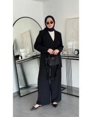 siyah bol formlu blazer takım 6