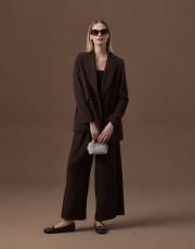 acı kahve bol formlu blazer takım 3