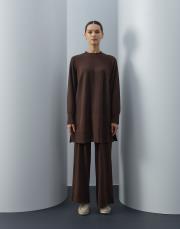 acı kahve triko bol formlu takım