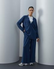 açık lacivert triko v yaka bol formlu takım