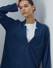 açık lacivert triko v yaka bol formlu takım 2