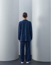 açık lacivert triko v yaka bol formlu takım 3