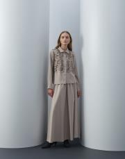 bej nakış detaylı etekli takım 3