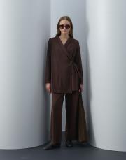 acı kahve triko kimono takım