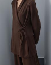 acı kahve triko kimono takım 2