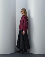 bordo poplin aller parçalı gömlek