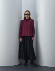 bordo poplin aller parçalı gömlek 2