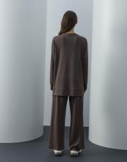 acı kahve modal nervür dikişli takım 3