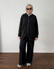 siyah modal fermuarlı takım