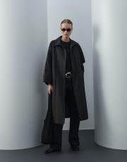 siyah kemerli uzun trençkot 2