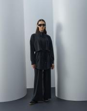 siyah örme bağcık detaylı takım