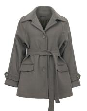 yeşil yün karışımlı kısa kaban