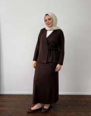 acı kahve triko kimono etekli takım 2